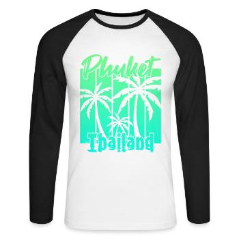 Phuket Thailand Sonnenuntergang - Unisex Baseballshirt langarm - Weiß/Schwarz - Vorne - Nik (191cm)