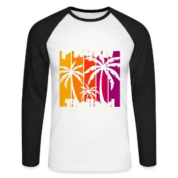 Phuket Thailand Sonnenuntergang - Unisex Baseballshirt langarm - Weiß/Schwarz - Vorne - Nik (191cm)