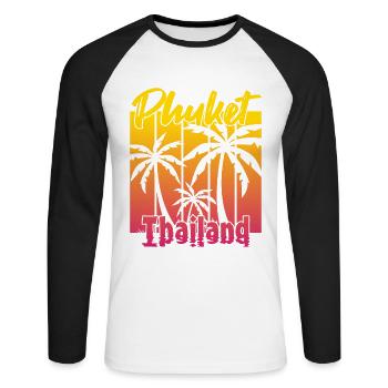 Phuket Thailand Sonnenuntergang - Unisex Baseballshirt langarm - Weiß/Schwarz - Vorne - Nik (191cm)