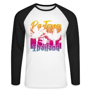 Patong Thaïlande - T-shirt baseball manches longues Homme - blanc/noir - Devant - Nik (191cm)