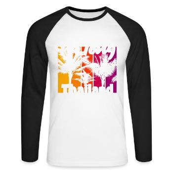 Patong Thailand - Unisex Baseballshirt langarm - Weiß/Schwarz - Vorne - Nik (191cm)