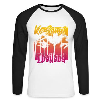 Ko Samet Thaïlande - T-shirt baseball manches longues Homme - blanc/noir - Devant - Nik (191cm)