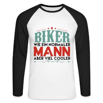 Old School Biker Chopper Motorradfahrer ! - Unisex Baseballshirt langarm - Weiß/Schwarz - Vorne - Nik (191cm)