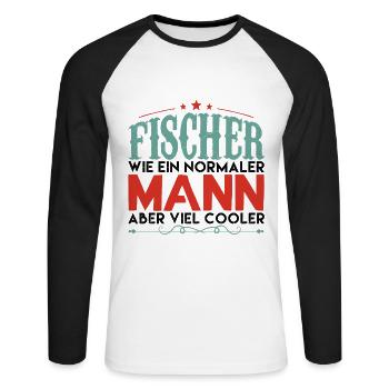 Angler Papa Angeln Fischer Fischen Geschenk papa - Unisex Baseballshirt langarm - Weiß/Schwarz - Vorne - Nik (191cm)