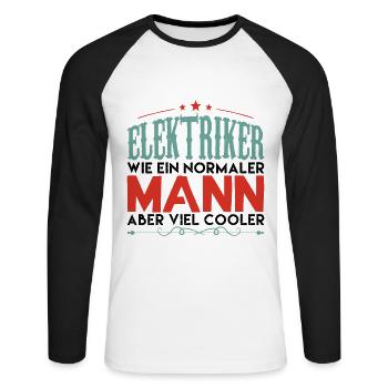 elektriker - elektriker aber viel cooler - Unisex Baseballshirt langarm - Weiß/Schwarz - Vorne - Nik (191cm)