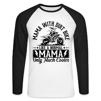 Motocross Mama Enduro Biker Mama Dirt Bike Mama - T-shirt baseball manches longues Homme - blanc/noir - Devant - Nik (191cm)