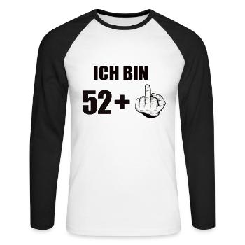 53 Geburtstag - Unisex Baseballshirt langarm - Weiß/Schwarz - Vorne - Nik (191cm)