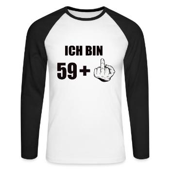 60 Geburtstag - Unisex Baseballshirt langarm - Weiß/Schwarz - Vorne - Nik (191cm)