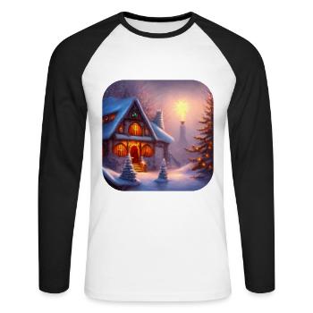 Motif de Noël - T-shirt baseball manches longues Homme - blanc/noir - Devant - Nik (191cm)