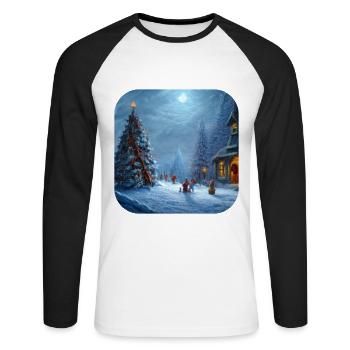 Motif de Noël - T-shirt baseball manches longues Homme - blanc/noir - Devant - Nik (191cm)