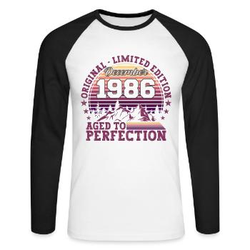 Original Décembre 1986 Cadeau du 36e anniversaire - T-shirt baseball manches longues Homme - blanc/noir - Devant - Nik (191cm)