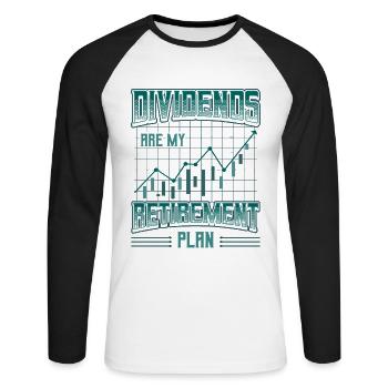 Les dividendes sont mon plan de retraite - T-shirt baseball manches longues Homme - blanc/noir - Devant - Nik (191cm)