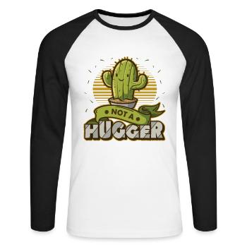 Pas de cactus câlins - T-shirt baseball manches longues Homme - blanc/noir - Devant - Nik (191cm)