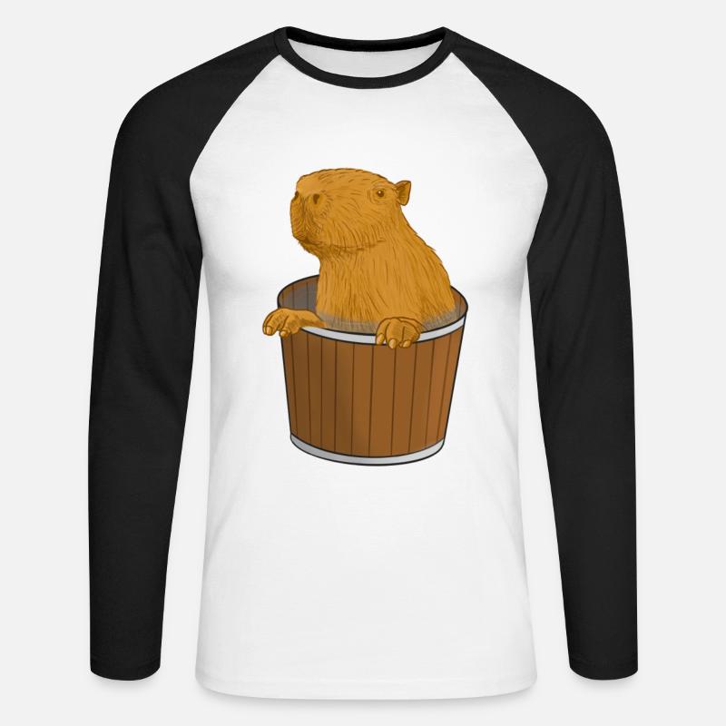 Capybara Eimer - Unisex Baseballshirt langarm - Weiß/Schwarz