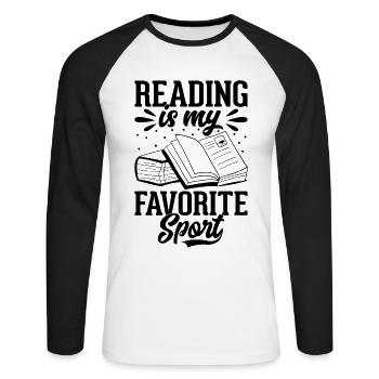 La lecture est mon sport préféré - Book Lover Book Rea - T-shirt baseball manches longues Homme - blanc/noir - Devant - Nik (191cm)