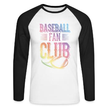 Baseball Fan Club - Unisex Long Sleeve Baseball T-Shirt - white/black - Front - Nik (191cm)