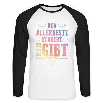 Allerbester Student - Unisex Baseballshirt langarm - Weiß/Schwarz - Vorne - Nik (191cm)