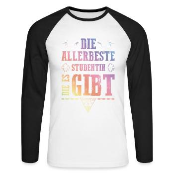 Allerbeste Studentin - Unisex Baseballshirt langarm - Weiß/Schwarz - Vorne - Nik (191cm)