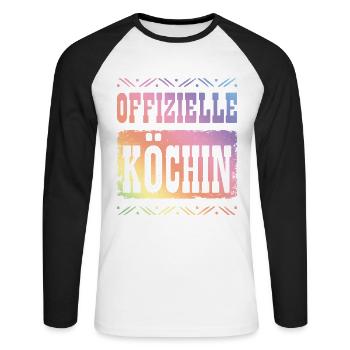 Premium Köchin - Unisex Baseballshirt langarm - Weiß/Schwarz - Vorne - Nik (191cm)