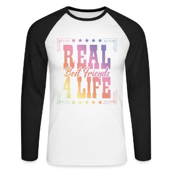 Best Friends 4 Life - Unisex Long Sleeve Baseball T-Shirt - white/black - Front - Nik (191cm)