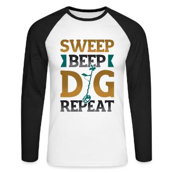 Sweep Beep Dig Répéter Chasse au trésor Metal - T-shirt baseball manches longues Homme - blanc/noir - Devant - Nik (191cm)