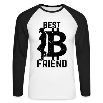 Bitcoin Best Friend Bitcoin Lover Bitcoins - Unisex Baseballshirt langarm - Weiß/Schwarz - Vorne - Nik (191cm)