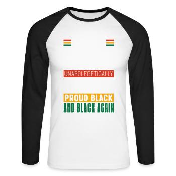 Stolzer Schwarzer Afroamerikaner Der Schwarzen - Unisex Baseballshirt langarm - Weiß/Schwarz - Vorne - Nik (191cm)