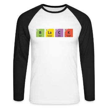 Tableau périodique noir Histoire des Noirs - T-shirt baseball manches longues Homme - blanc/noir - Devant - Nik (191cm)