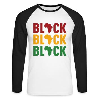 Schwarzafrika Schwarze Geschichte Afroamerikaner - Unisex Baseballshirt langarm - Weiß/Schwarz - Vorne - Nik (191cm)