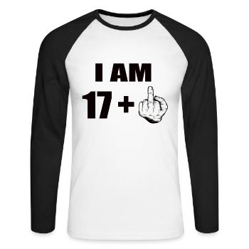 18 Geburtstag - Unisex Baseballshirt langarm - Weiß/Schwarz - Vorne - Nik (191cm)