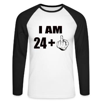 25 Geburtstag - Unisex Baseballshirt langarm - Weiß/Schwarz - Vorne - Nik (191cm)