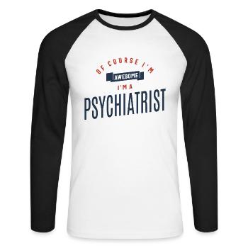 Profession de psychiatre - T-shirt baseball manches longues Homme - blanc/noir - Devant - Nik (191cm)