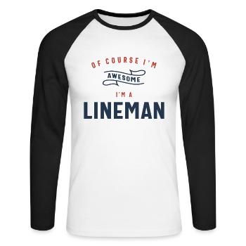 Métier de monteur de lignes - T-shirt baseball manches longues Homme - blanc/noir - Devant - Nik (191cm)