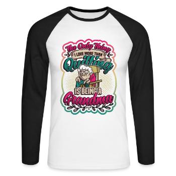 Nähen Quilter Oma Quilten - Unisex Baseballshirt langarm - Weiß/Schwarz - Vorne - Nik (191cm)