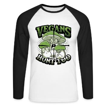 Veganer Jagen Zu Pilzjagd - Unisex Baseballshirt langarm - Weiß/Schwarz - Vorne - Nik (191cm)