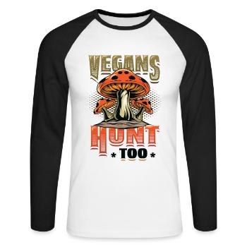 Veganer Jagen Zu Pilzjagd - Unisex Baseballshirt langarm - Weiß/Schwarz - Vorne - Nik (191cm)