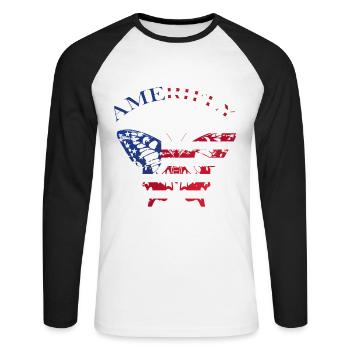 Amerifly July 4 Butterfly Wings - Unisex Long Sleeve Baseball T-Shirt - white/black - Front - Nik (191cm)