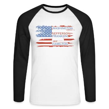 Washington, Madison 4 juillet Héros - T-shirt baseball manches longues Homme - blanc/noir - Devant - Nik (191cm)