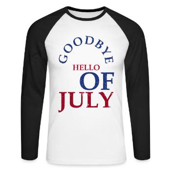 Goodbye July 3rd Hello July 4th, - Unisex Long Sleeve Baseball T-Shirt - white/black - Front - Nik (191cm)