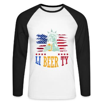 Protector Of Li-beer-ty 4. Juli Unabhängigkeitstag - Unisex Baseballshirt langarm - Weiß/Schwarz - Vorne - Nik (191cm)