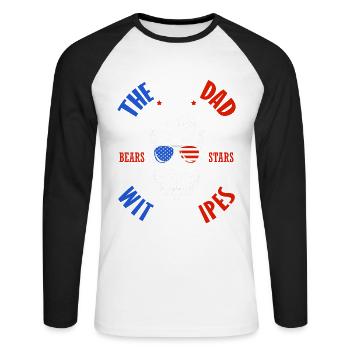 Les meilleurs vêtements Papa 4 juillet Feux d’artifice - T-shirt baseball manches longues Homme - blanc/noir - Devant - Nik (191cm)