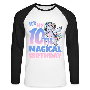 It's my 10th magical birthday - Unisex Long Sleeve Baseball T-Shirt - white/black - Front - Nik (191cm)