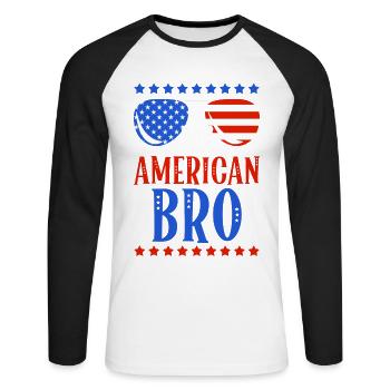Lunettes de soleil All American Bro 4 juillet - T-shirt baseball manches longues Homme - blanc/noir - Devant - Nik (191cm)