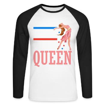 Indepen-dance Queen 4. Juli Independence Day - Unisex Baseballshirt langarm - Weiß/Schwarz - Vorne - Nik (191cm)