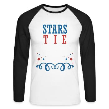 Stars Stripes Teacher's Life 4. Juli - Unisex Baseballshirt langarm - Weiß/Schwarz - Vorne - Nik (191cm)