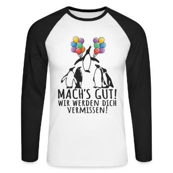 Jobwechsel Abschied Kollege Abschiedsgeschenk - Unisex Baseballshirt langarm - Weiß/Schwarz - Vorne - Nik (191cm)