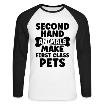 Sauvetage d’animaux d’occasion Adoption Sauveteur d’animaux - T-shirt baseball manches longues Homme - blanc/noir - Devant - Nik (191cm)