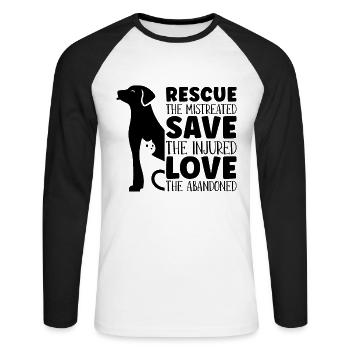 Sauver l’amoureux des animaux maltraités Sauveteur d’animaux - T-shirt baseball manches longues Homme - blanc/noir - Devant - Nik (191cm)