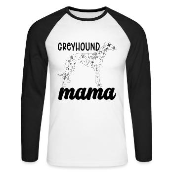 Greyhound Mama Retired Pet Racer Greyhound Racer - Unisex Long Sleeve Baseball T-Shirt - white/black - Front - Nik (191cm)