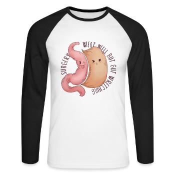 Sleeve gastrectomy sleeve gastrectomy - Unisex Long Sleeve Baseball T-Shirt - white/black - Front - Nik (191cm)
